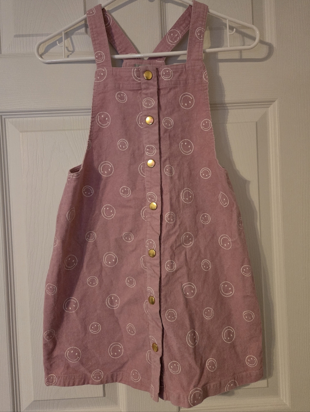 Tahari Lavender Smiley Print Corduroy Snap Jumper Dress 10